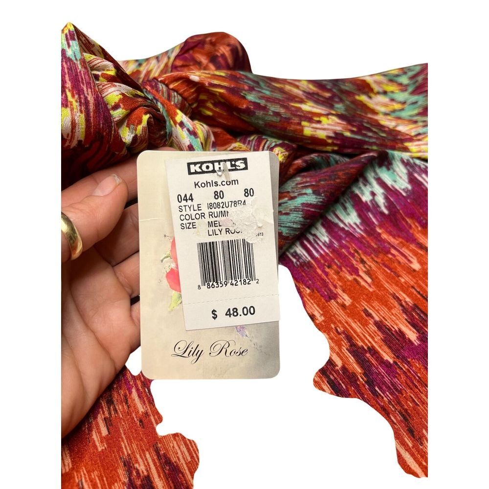 NEW SIZE MED Lily Rose Chevron Print Women Dress 3/4 Sleeves Rust Orange - Picture 5 of 11